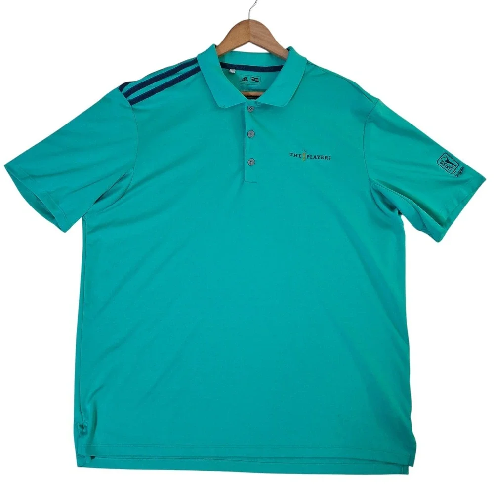 Adidas Polo‎ Shirt Mens XL The Players TPC Sawgrass Climacool Golf Teal Green